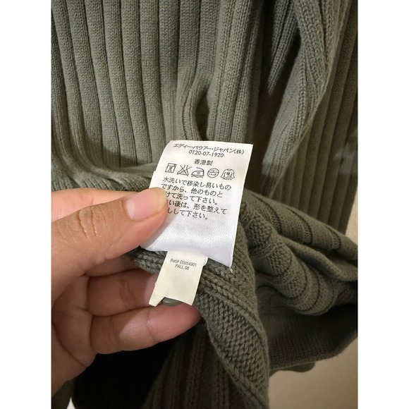 Eddie Bauer Vintage Men's Fishermen Olive Green Ribbed Crew Neck Sweater XL Tall - Picture 6 of 6